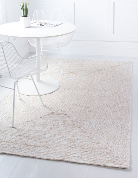5 foot by 7 foot rug Unique Loom Area Rugs Ivory Hand Braided; 12x9