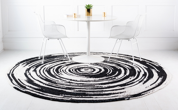 rug designer Unique Loom Area Rugs Black/White Hand Braided; 3x3