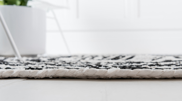 rug designer Unique Loom Area Rugs Black/White Hand Braided; 3x3