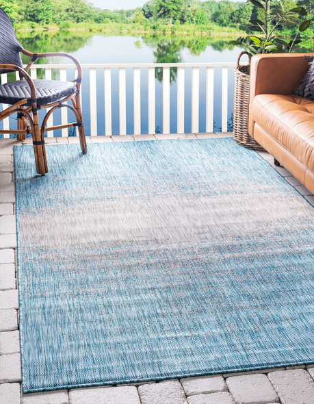 blue grey white rug Unique Loom Area Rugs Aqua Blue Machine Made; 8x5