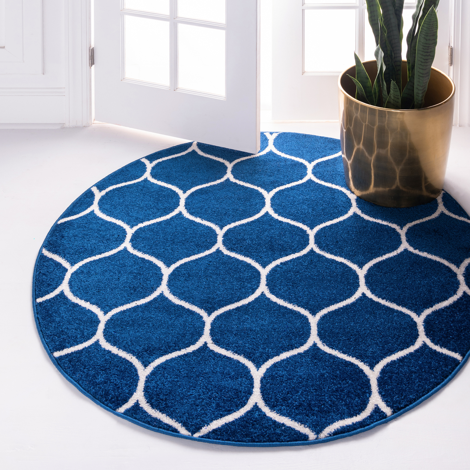 5 * 7 carpet size Unique Loom Area Rugs Navy Blue Machine Made; 4x4