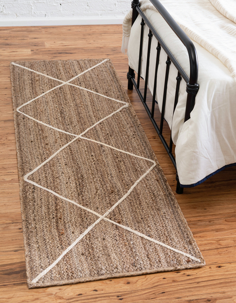 7 x 9 Unique Loom Area Rugs Natural/Ivory Hand Braided; 6x2