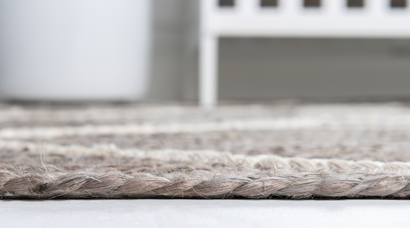 rug collective Unique Loom Area Rugs Gray/Ivory Hand Braided; 5x3