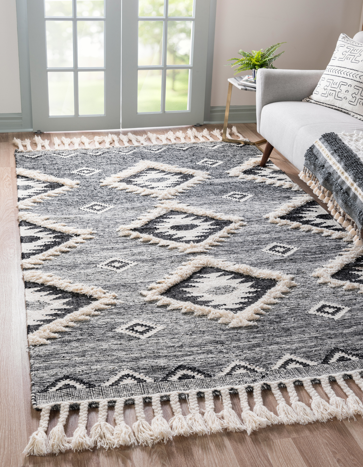 6 by 9 carpet Unique Loom Area Rugs Charcoal Hand Woven; 3x2