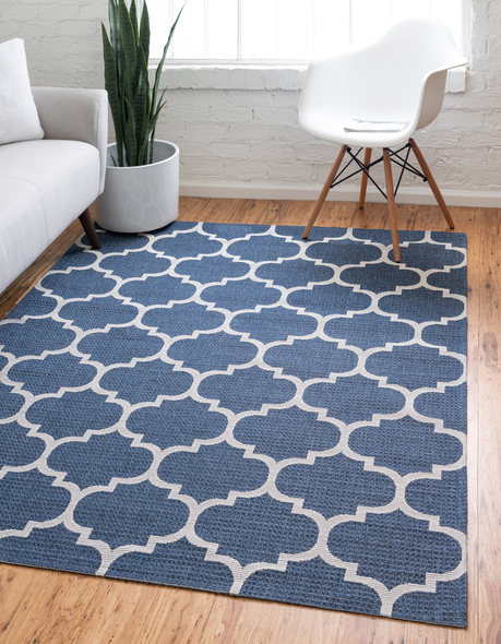 9 ft rug Unique Loom Area Rugs Navy Blue/Ivory Machine Made; 9x6