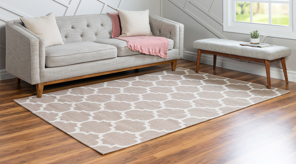 8 by 10 Unique Loom Area Rugs Taupe/Ivory Machine Made; 6x4