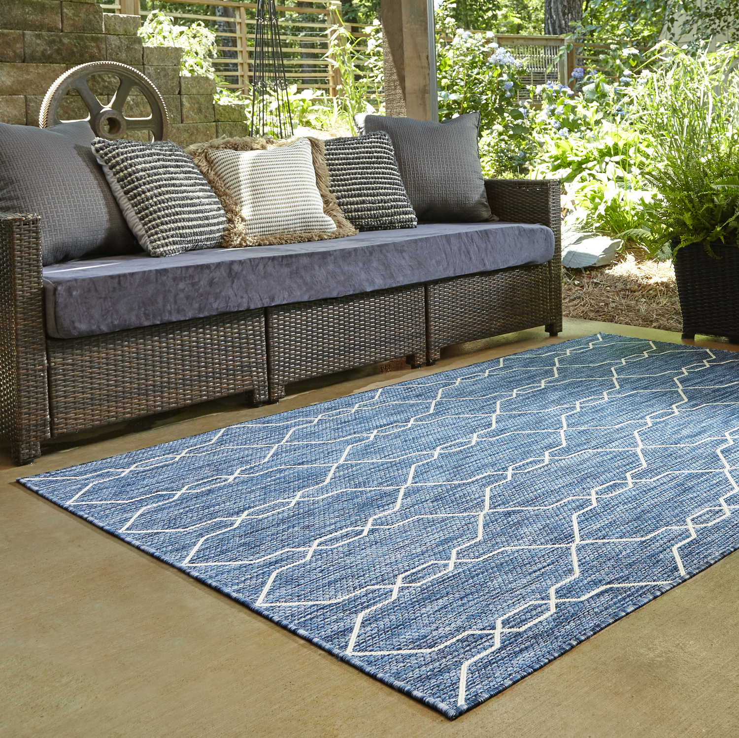 home depot large rugs Unique Loom Area Rugs Navy Blue/Ivory Machine Made; 6x4