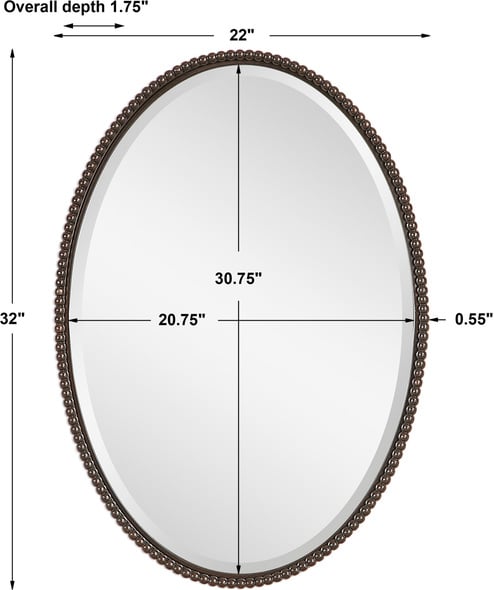 tall mirror wood Uttermost Modern Oval Mirrors Beaded Metal Frame Finished In A Lightly Distressed Oil Rubbed Bronze Finish.