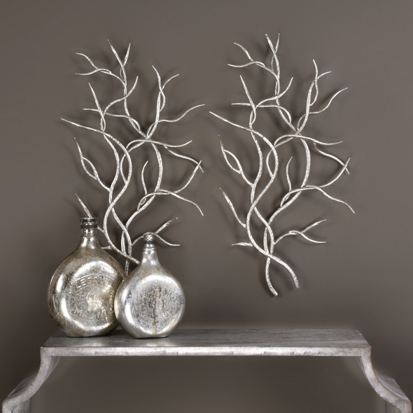 wall art that looks like a window Uttermost Wall Art Hand Forged, Hammered Iron Branches With A Lightly Antiqued Silver Leaf Finish.