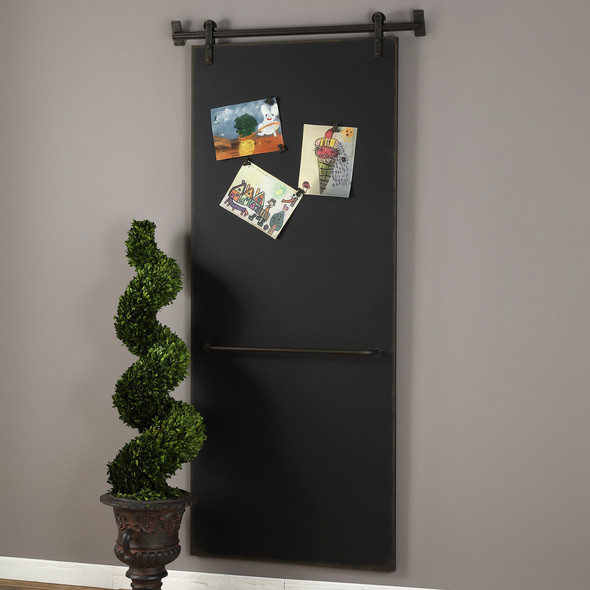 round silver mirror wall decor Uttermost Chalkboard Organize Your Calendar, Or Use As A Catch All For Artwork, Photos, And Family Happenings With This Farmhouse Barn Door Chalkboard. Five Clip Magnets Included.