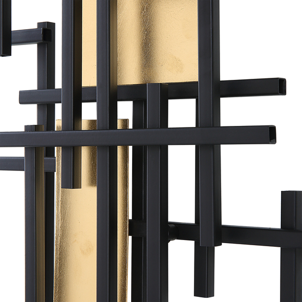home office wall art ideas Uttermost Metal Wall Art Set Of Two Contemporary Wall Pieces Display Overlapping Iron Grids Finished In Matte Black With Gold Leaf Accents. May Be Hung Horizontal Or Vertical.