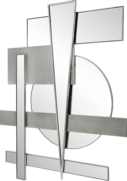 oval mirror design Uttermost Mirrored Wall Art This Striking Modern Wall Accent Features An Array Of Geometric Shapes In Brushed Nickel Finished Iron With Mirrored Accents.