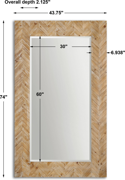 wooden wall mirror frame Uttermost Oversized Wooden Mirrors Solid Wood Construction Layered In A Chevron Pattern Accented With A Light Gray Glaze.