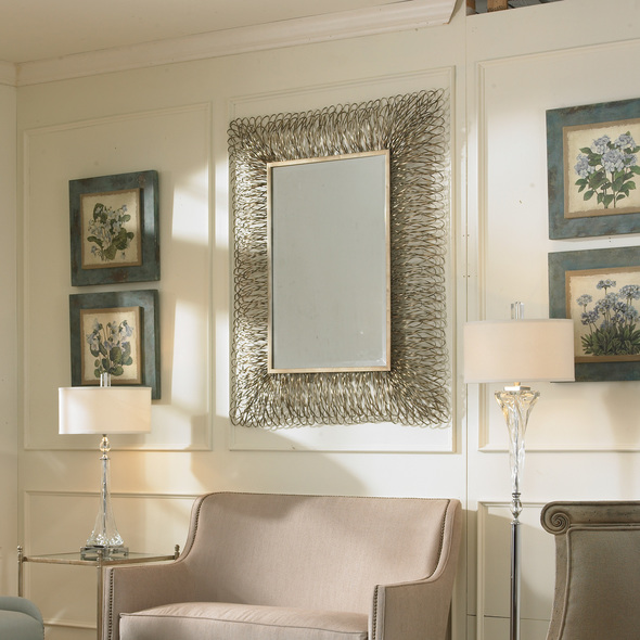 standing mirror in living room Uttermost Modern Rectangular Mirrors Hand Forged Metal With A Silver Finish And Light Champagne Highlights. Grace Feyock