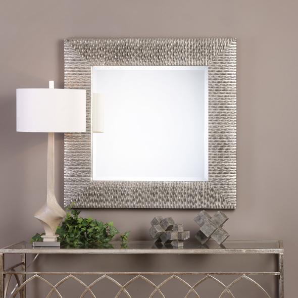 standing mirror ideas Uttermost Distressed Silver Square Mirror Heavily Beaded Surface Finished In A Distressed Metallic Silver Leaf With Black Undertones And A Light Gray Wash.