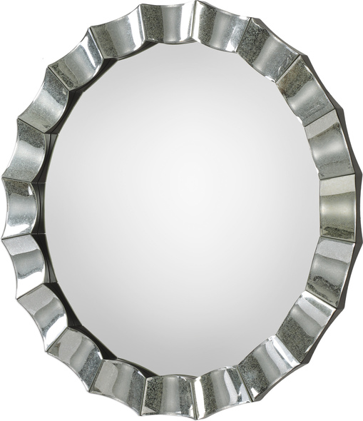 mirror with flower design Uttermost Scalloped Round Mirror This Frame Features Individual Antiqued Mirrors With A Scalloped Design And Subtle Beveled Edges.