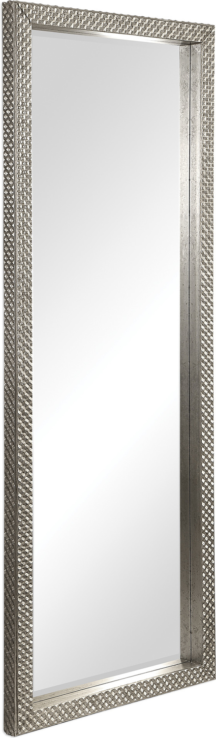 living room decorative wall mirror Uttermost Metallic Silver Mirror This Leaner Style Mirror Features A Solid Wood Frame Showcasing A Diamond Studded Texture On Face And Outside, Finished In A Lightly Antiqued Metallic Silver.