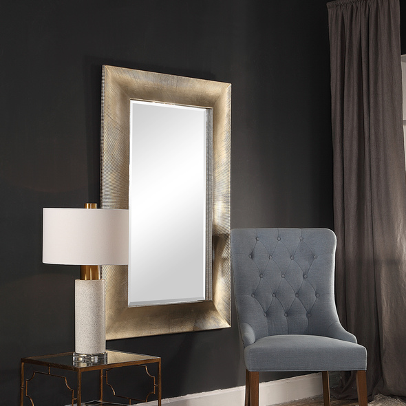 stand for tall mirror Uttermost Large Champagne Mirror This Elegant Design Features A Gracefully Sloped Surface With A Refined, Channeled Texture, Finished In A Warm Champagne.