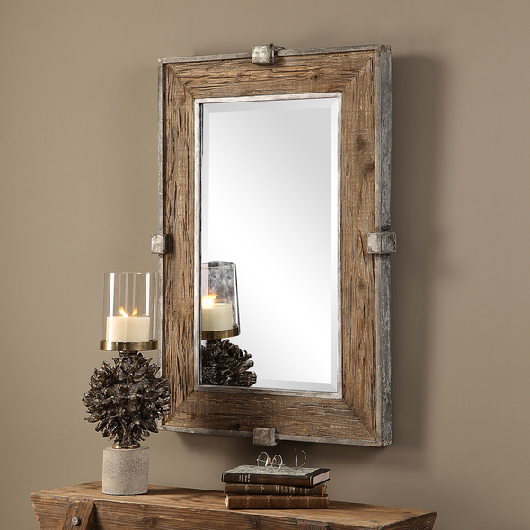 free standing mirror frame Uttermost Weathered Wood Mirror This Rustic Frame Is Made From Reclaimed Fir Wood With A Natural Finish Enhanced With A Weathered Texture, Accented With Burnished Silver Iron Details.