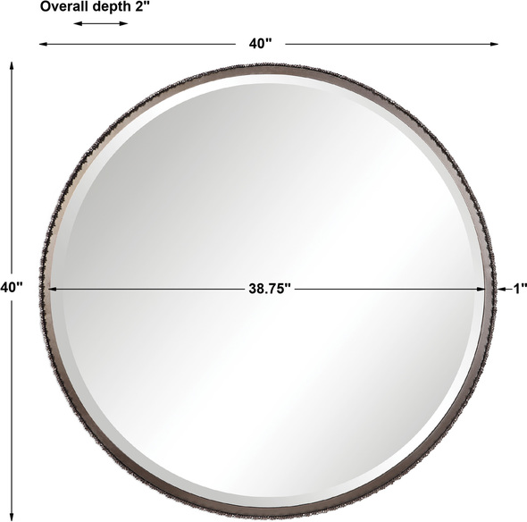 mod mirrors Uttermost Round Steel Mirror This 3-dimensional Contemporary Mirror Features Hand Cut Iron Dowels In Varying Lengths Welded To The Outer Edge Of The Frame, Finished In A Burnished Steel Silver. The Mirror Is Surrounded By A Considerable 1 1/4" Bevel.