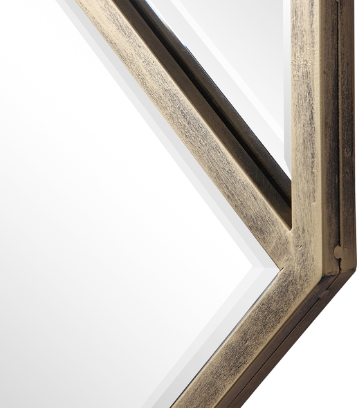 accent mirror Uttermost Octagon Mirror This Contemporary, Octagon Shaped Mirror Was Created Using Hand Forged Iron And Is Finished In An Antique Brushed Brass. Each Mirrored Section Of This Window Inspired Piece Is Beveled. This Versatile Piece May Be Hung Horizontal Or Vertical.