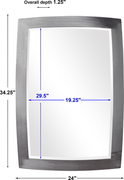 freestanding mirrors for sale Uttermost Brushed Nickel Mirror This Transitional Mirror Features An Iron Frame Finished In Brushed Nickel With A Generous 1 1/4" Bevel. May Be Hung Horizontal Or Vertical.