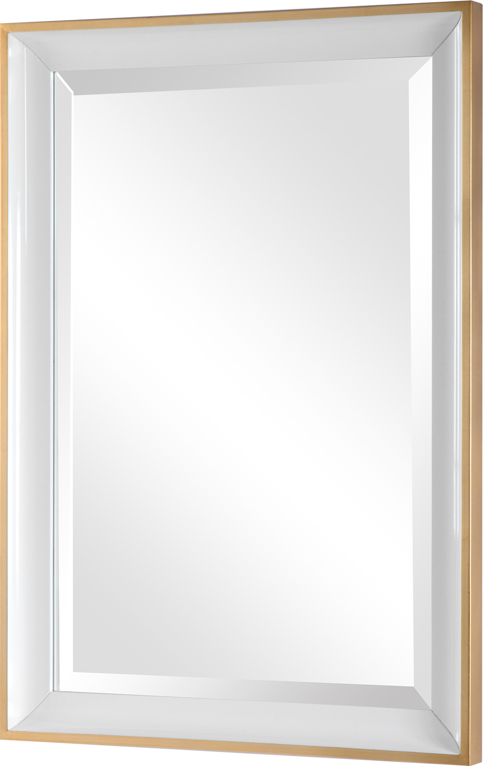 modern mirror round Uttermost White Mirror This Elegantly Refined Design Has A Large Gloss White Inner Frame Accented By A Petite Gold Leaf Outer Frame. The Mirror Has A 1" Bevel And May Be Hung Horizontal Or Vertical.