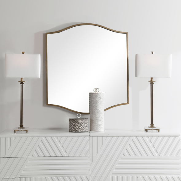 mirror beaded Uttermost Gold Mirror Refined And Sophisticated, This Antique Gold Mirror Will Add An Updated Traditional Look To Any Space. Mirror Has A Generous 1 1/4" Bevel And May Be Hung Horizontal Or Vertical.