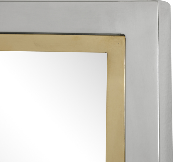 diamond shape mirror wall decor Uttermost Chrome Vanity Mirror Contemporary In Style, This Simple Vanity Mirror Showcases A Sleek Stainless Steel Frame In A Two-tone Plated Polished Chrome For The Slightly Larger Outer Frame, And Plated Polished Gold Finish For The Petite Inner Frame. May Be Hung Horizontal Or Vertical.
