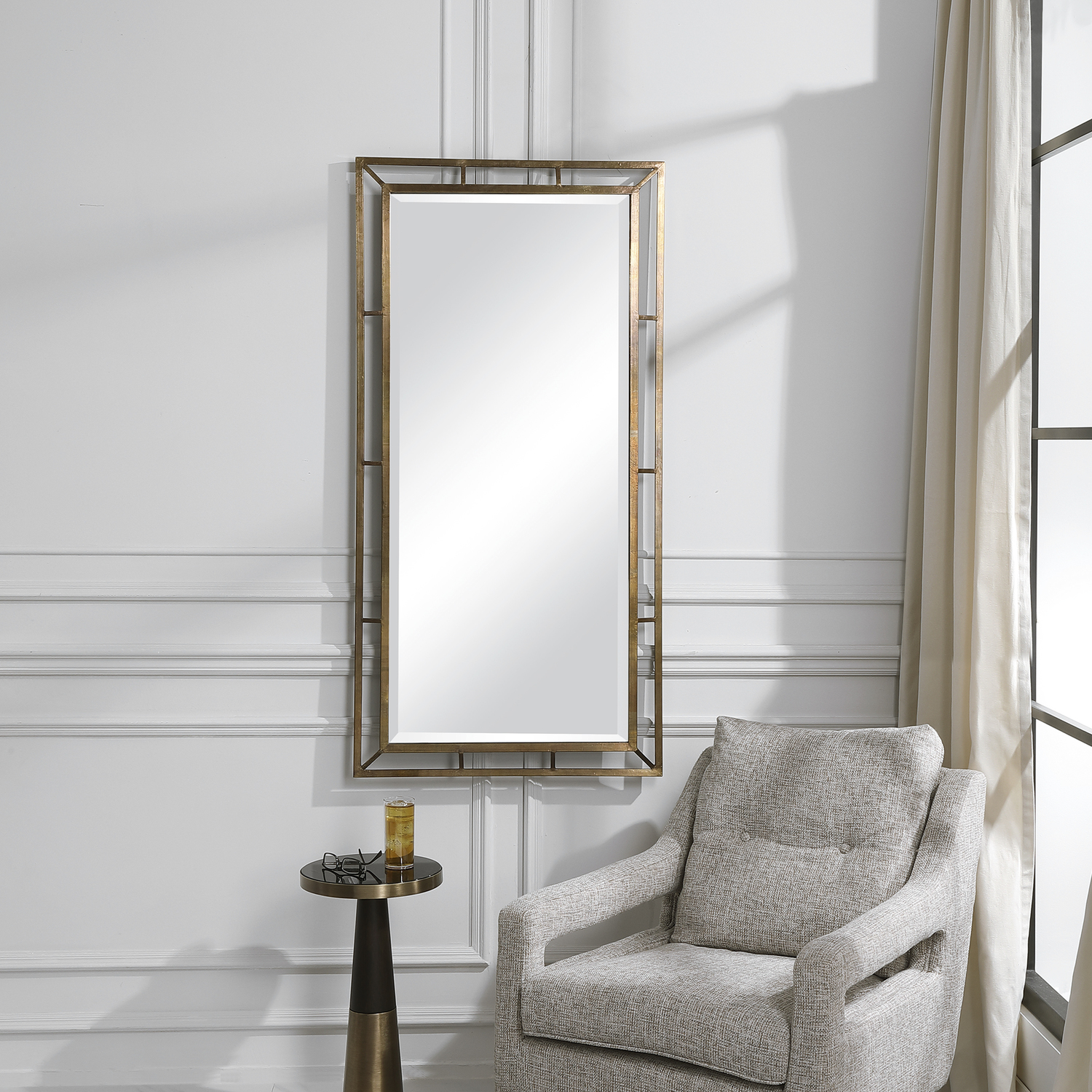 oval long mirror Uttermost Industrial Mirror Simple In Design Yet Refined In Style, This Mirror Is Accented By A Solid Iron Frame Dressed In A Copper Cladding. The 3-dimensional Frame Brings Additional Interest To The Design And Is Complemented By A Generous 1 1/4" Bevel. May Be Hung Horizontal Or Vertical.