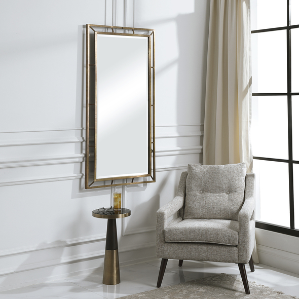 oval long mirror Uttermost Industrial Mirror Simple In Design Yet Refined In Style, This Mirror Is Accented By A Solid Iron Frame Dressed In A Copper Cladding. The 3-dimensional Frame Brings Additional Interest To The Design And Is Complemented By A Generous 1 1/4" Bevel. May Be Hung Horizontal Or Vertical.