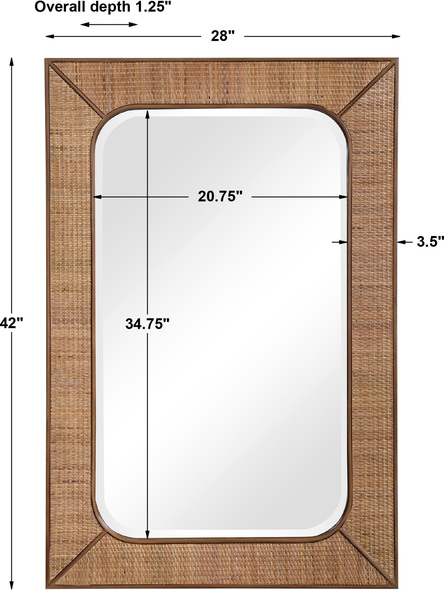 silver tall wall mirror Uttermost Rectangular Rattan Mirror Inspired By Natural Elements And Relaxed Living, This Mirror Features A Woven Rattan Frame Paired With Fir Wood Accents That Is Finished In A Warm Maple Stain. The Mirror Has A 1 1/4" Bevel And May Be Hung Horizontal Or Vertical.