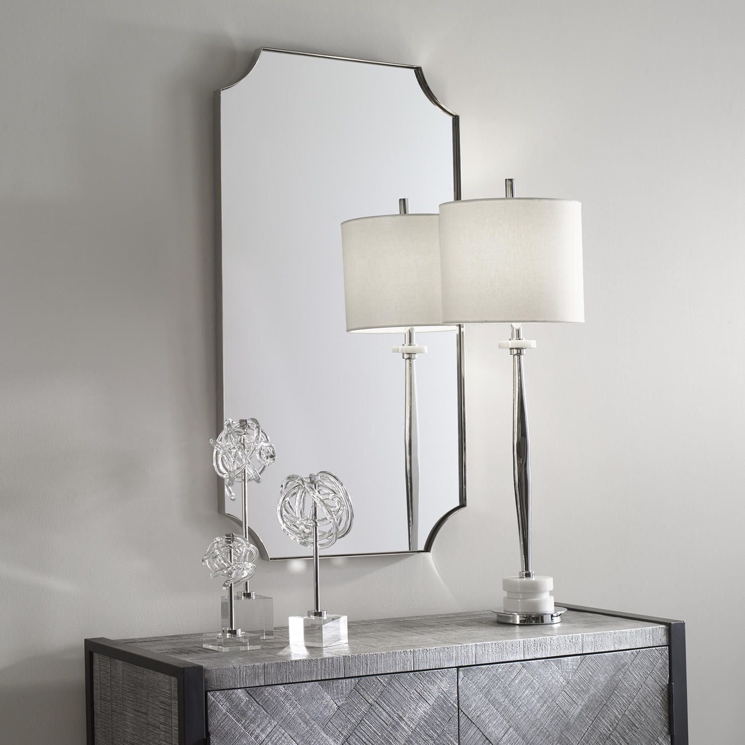 cheap long standing mirror Uttermost Nickel Scalloped Corner Mirror A Stylish Take On Updated Traditional Style, This Mirror Features A Stainless Steel Frame Finished In A Polished Nickel With Scalloped Corner Detailing. May Be Hung Horizontal Or Vertical.