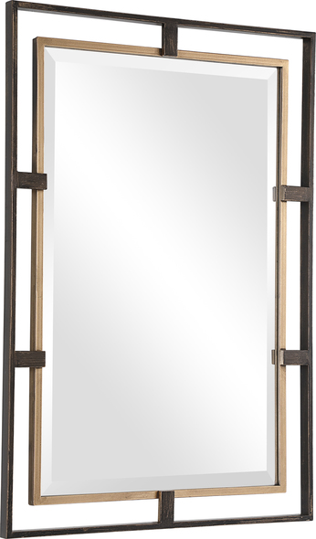 mirror frame design ideas Uttermost Gold & Bronze Rectangle Mirror This Iron Frame Features A 3-dimensional Design With An Outer Overlapping Frame Finished In A Distressed Rustic Bronze, Accented With A Lightly Antiqued Gold Center. This Mirror Is Complemented By A 1" Bevel And May Be Hung Horizontal Or Vertical.