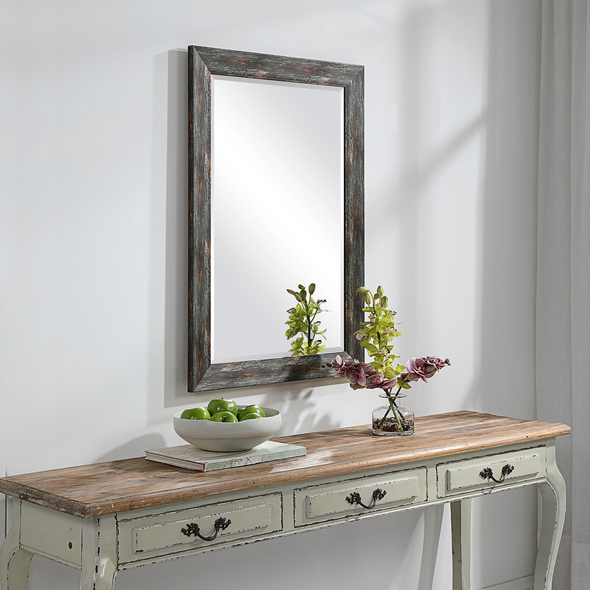 tall mirror floor Uttermost Rustic Silver & Bronze Mirror This Mirror Showcases A Heavily Burnished Wash With Antique Silver And Copper Bronze Undertones For A Contemporary, Yet Rustic Look. The Beveled Mirror May Be Hung Horizontal Or Vertical.