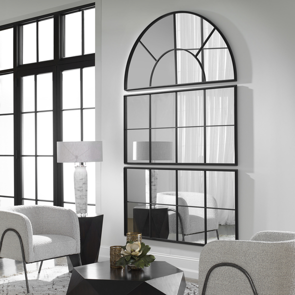 room design mirror Uttermost Iron Window Mirror Inspired By Old Warehouse Windows, This Mirror Showcases A Heavy Iron Frame With Deep Channels Finished In Wrought-iron Black. May Be Hung Horizontal Or Vertical.