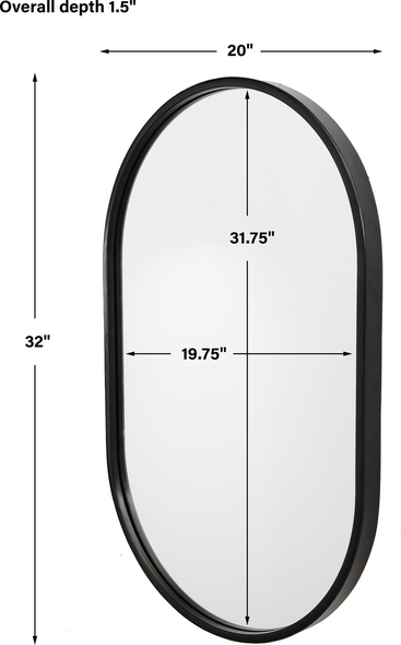 brown accent mirror Uttermost Oval Mirror This Iron Oval Features A Sleek Satin Black Finish And Linear Details. May Be Hung Horizontal Or Vertical.