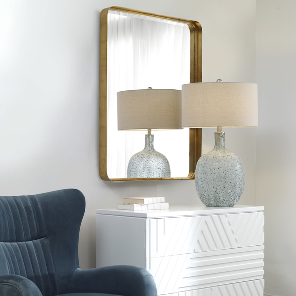 leaning mirror decorating ideas Uttermost Large Mirror This Mirror Features A Deep Metal Band Surrounding An Offset Inner Ledge Finished In A Lightly Antiqued Gold Leaf. Mirror Has A Generous 1 1/4" Bevel And May Be Hung Horizontal Or Vertical.