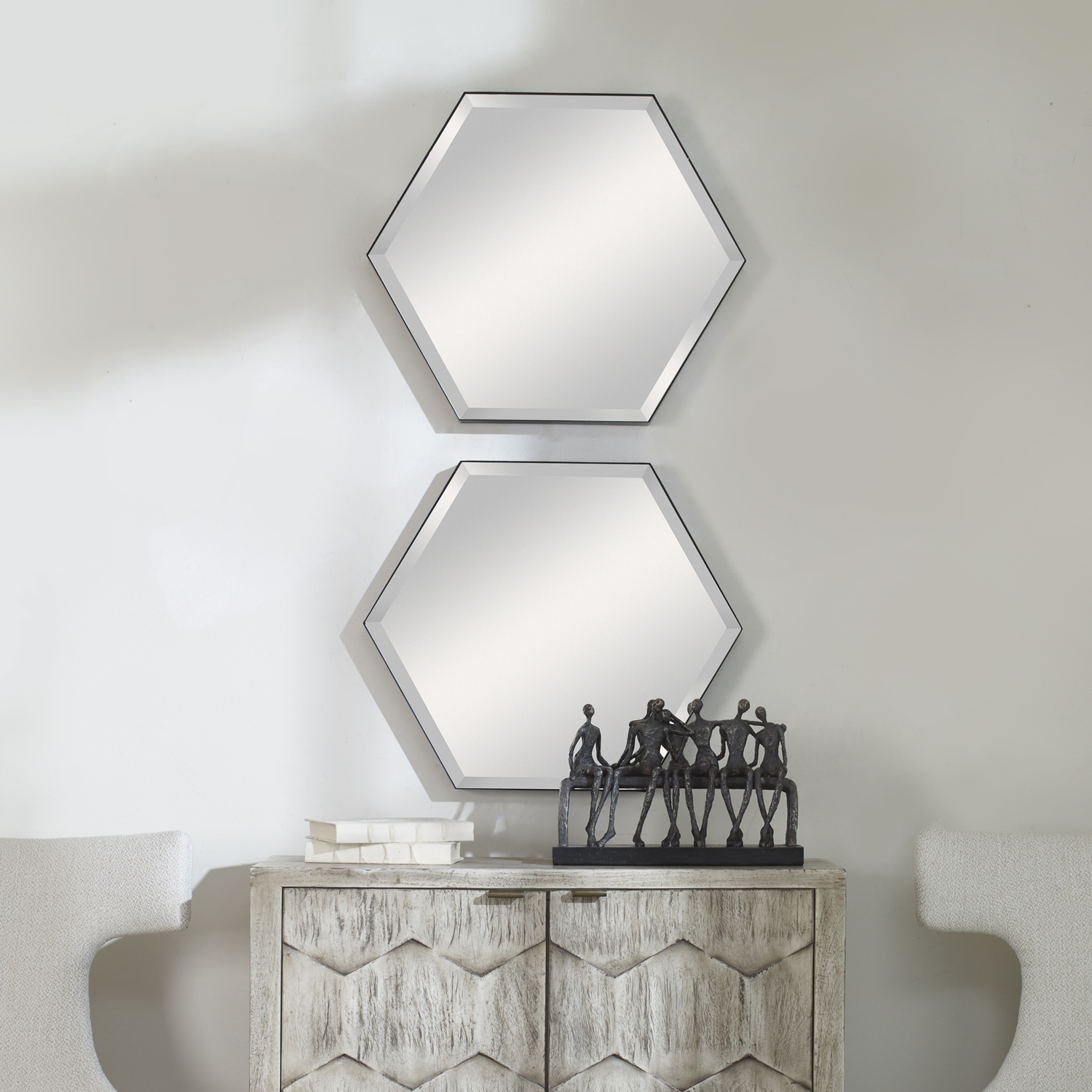 chassis mirror Uttermost Octagonal Mirror This Set Of Two Hexagon Mirrors Are Encased In Thick Iron Bands Finished In A Soft Matte Black. Each Mirror Has A 1" Bevel And May Be Hung Horizontal Or Vertical.