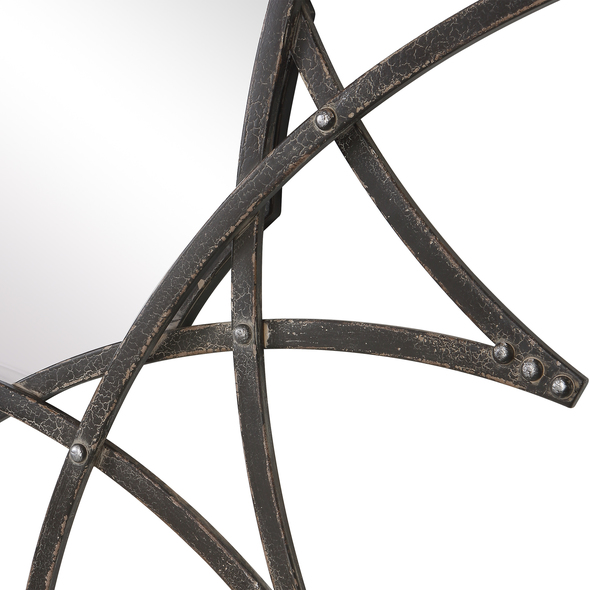 modern french mirror Uttermost Iron Star Mirror Handcrafted From Forged Iron, This Mirror Showcases A Star-shaped Frame Finished In An Aged Crackled Charcoal With A Light Gray Glaze And Antiqued Silver Rivet Like Accents.