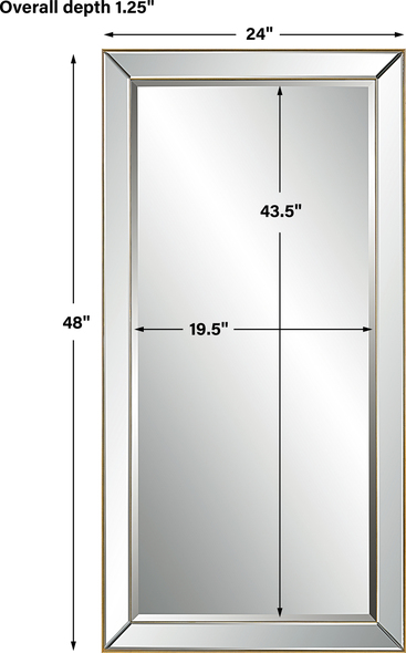 round wood bathroom mirror Uttermost Gold Mirror Displaying A Classic Elegance, This Rectangular Mirror Has A Slim Gold Outer And Inner Edge, Encasing A Raised Beveled Mirror Frame, Creating A Sophisticated Look. May Be Hung Horizontal Or Vertical.
