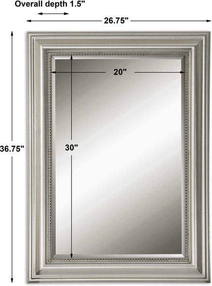 framed free standing mirror Uttermost Silver Vanity Mirrors This Decorative Mirror Features A Solid Pine Wood Frame Finished In Metallic Silver Leaf Finish With A Light Gray Glaze.