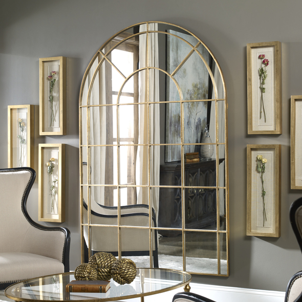 mirror 23 Uttermost Arched Mirrors A Transitional Take On A Classic Design, This Arch Mirror Features A Delicate Iron Frame Finished In A Warm Antiqued Gold Leaf. Grace Feyock