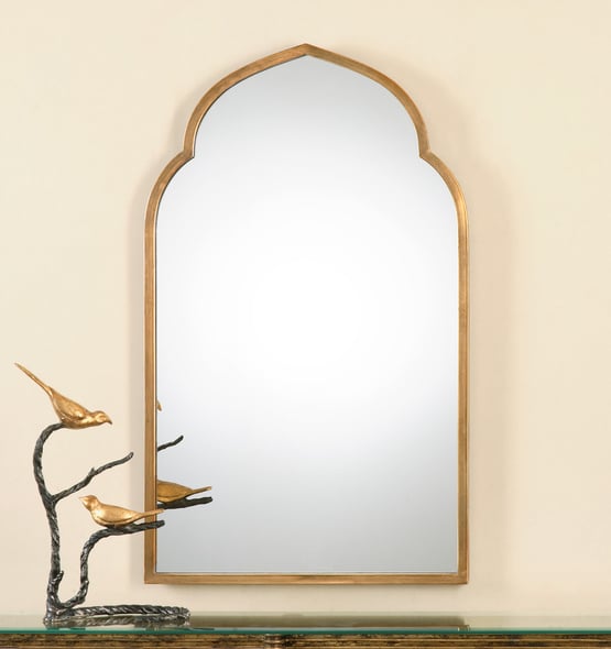 wooden mirror frame with stand Uttermost Gold Arch Mirrors Mirrors Metal Frame Finished In A Rich Antiqued Gold.