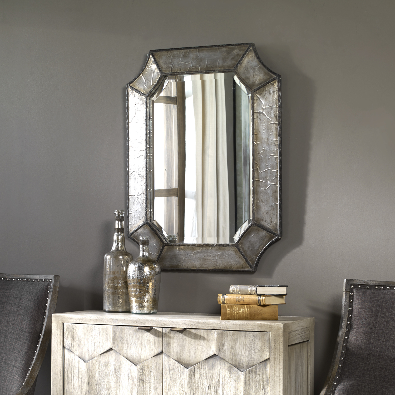 leaning mirror decorating ideas Uttermost Modern Rectangular Mirrors Distressed Hammered Aluminum With Burnished Edges And Rustic Bronze Details.
