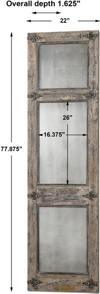 wooden long wall mirror Uttermost Distressed Leaner Mirrors Heavily Distressed Slate Blue With Aged Ivory Accents, Rust Black Details, And Antiqued Mirrors. Grace Feyock