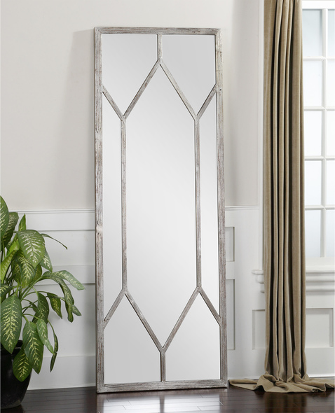 modern bathroom round mirror Uttermost Oversized Mirrors Distressed Silver Leaf With Noticeable Wood Grain. Grace Feyock