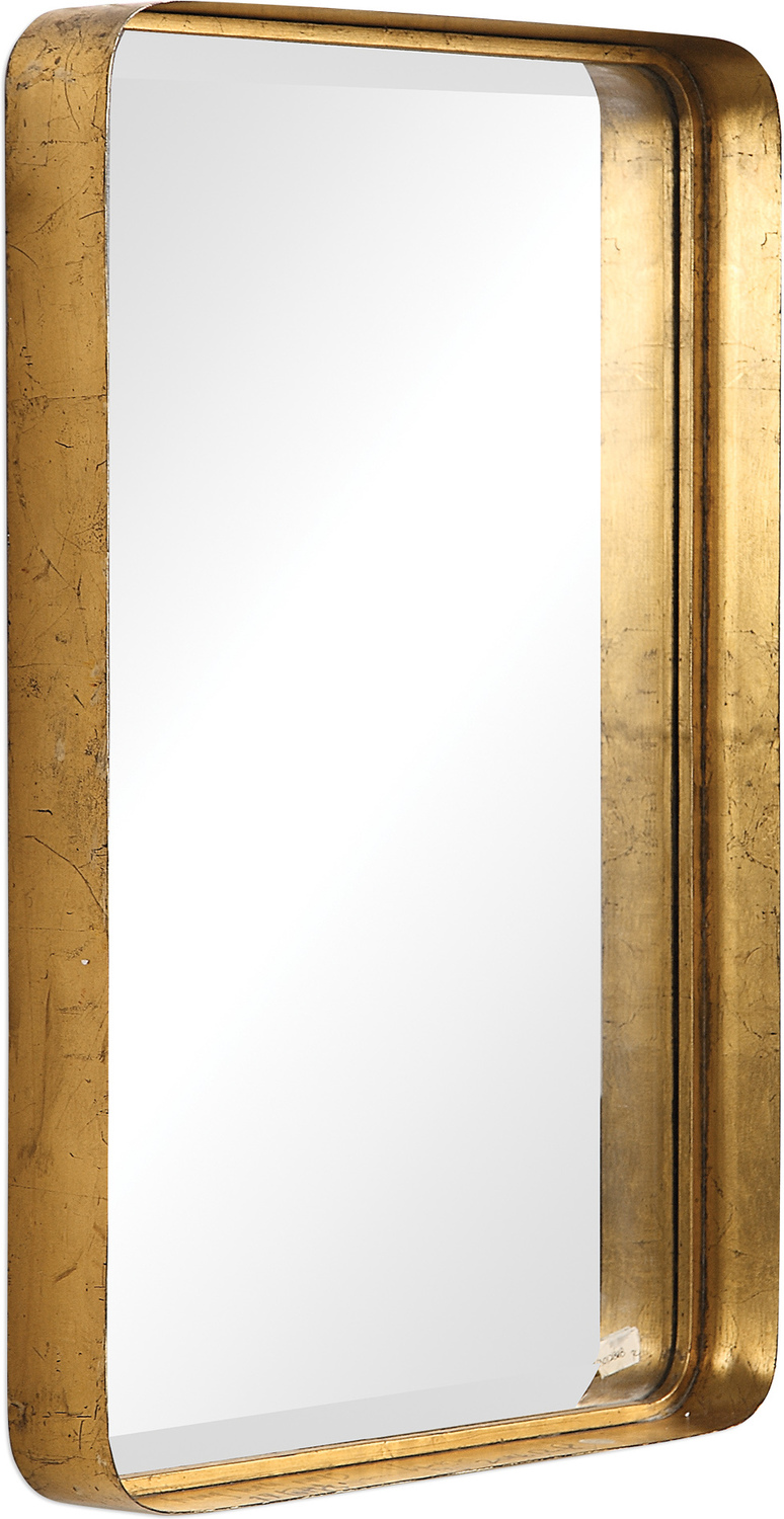 long decorative mirror for wall Uttermost Antique Gold Mirrors This Vanity Mirror Features A Petite Yet Deep Metal Band Surrounding An Offset Inner Ledge Finished In A Lightly Antiqued Gold Leaf.