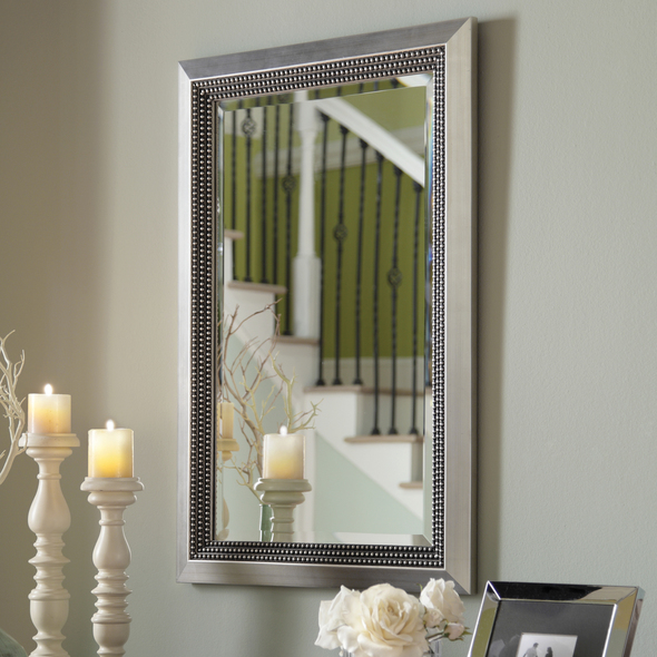 modern wall mirrors for living room Uttermost Modern Rectangular Mirrors Silver Leaf With A Light Gray Glaze.