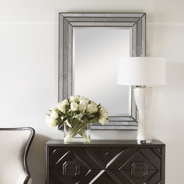 uttermost home decor Uttermost Silver Mirrors Antiqued Mirror Inlays With Burnished Silver Details. Grace Feyock
